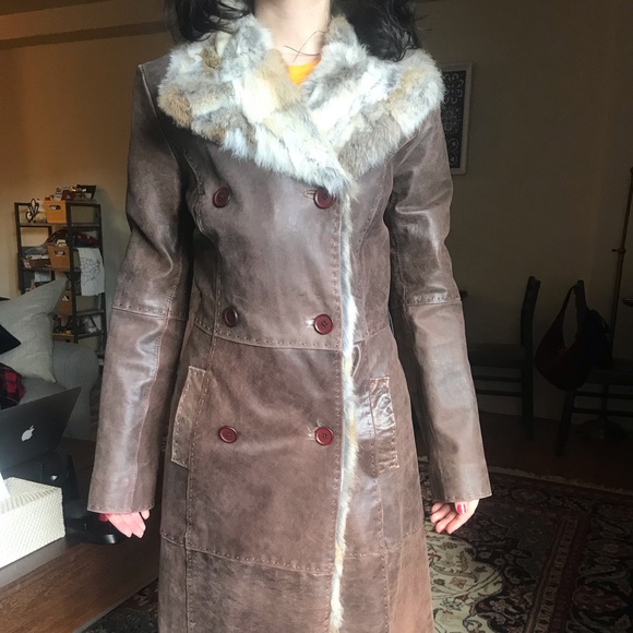 Genuine patchwork leather & rabbit-fur jacket - Picture 8 of 8